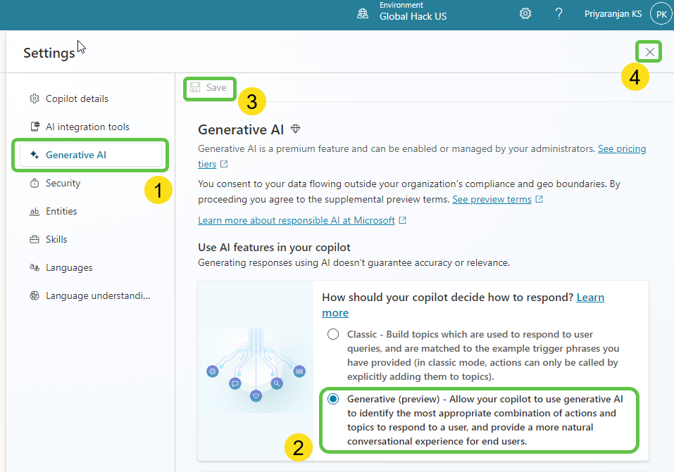Save Generative Settings